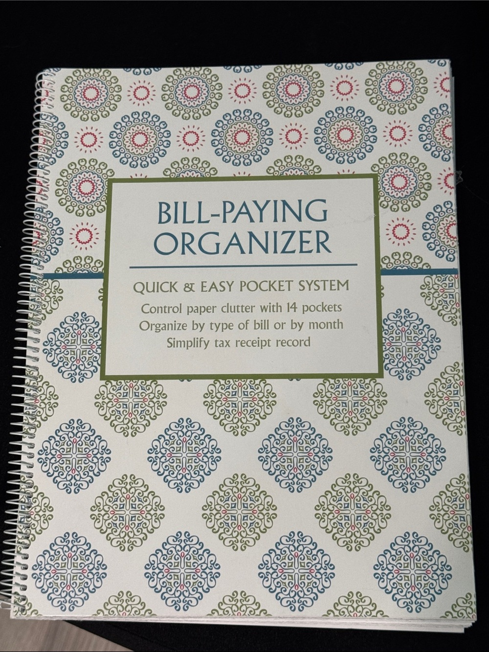 💵💸📖📒STAY ORGANIZED! Bill-Paying Organizer Spiral Binder - Blue, Green, Cream